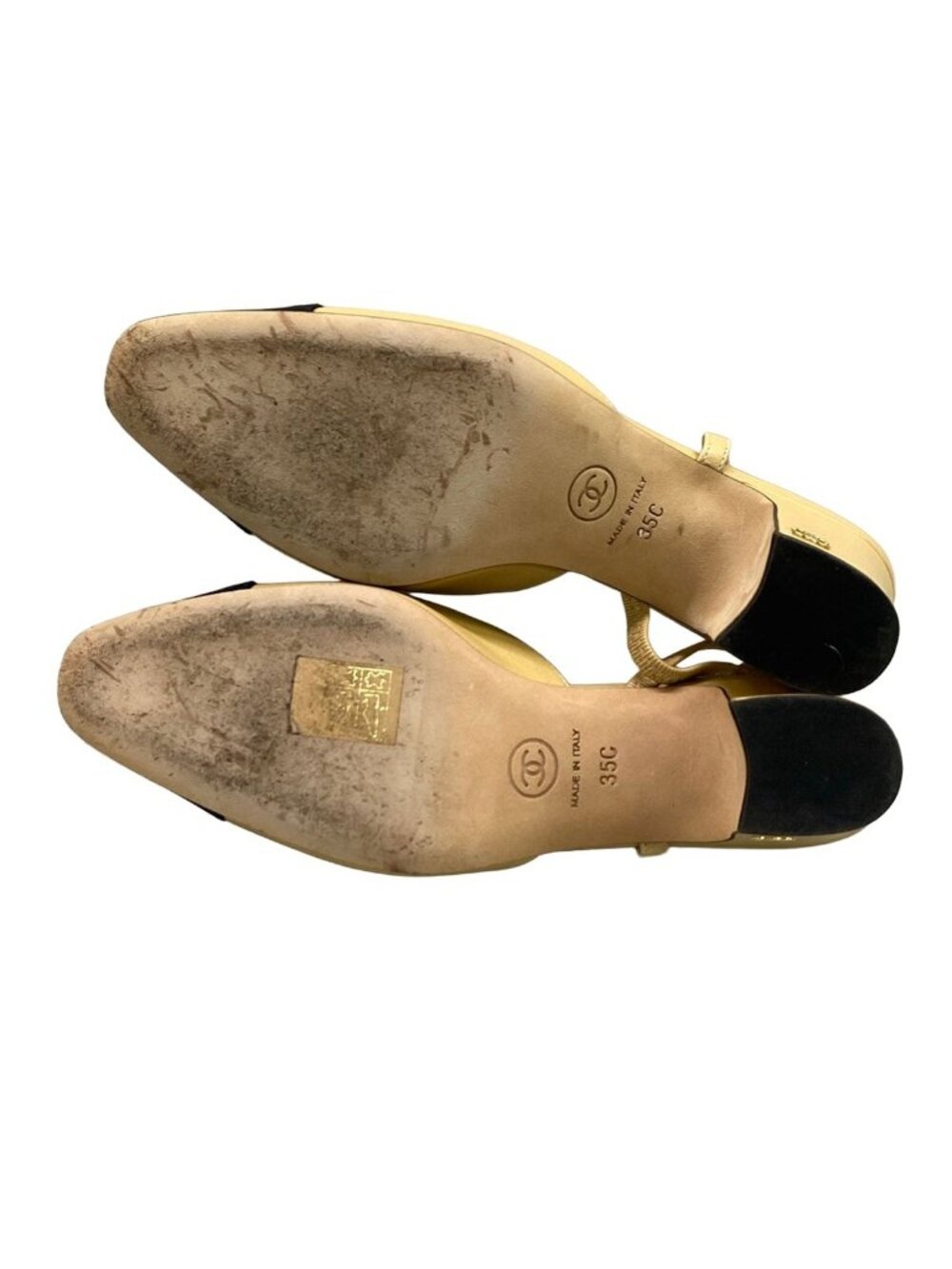 Chanel Sandals 35 C Beige Black Leather - Picture 8 of 13